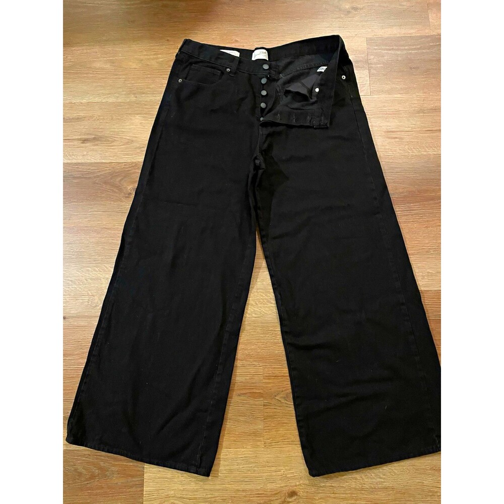 Universal Thread Women’s Mid-Rise Super Wide-Leg Black Jeans Size 14 36x31